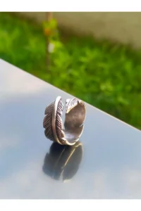 The Collection Adjustable Men-Women Ring with Feather Leaf Figure - Image 3
