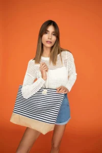 DeFacto X7823 Navy Blue Women Beach Bag
