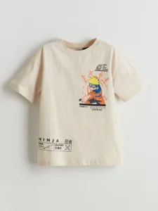 LCW Kids Beige Crew Neck Naruto Printed Boys' T-Shirt - Image 2