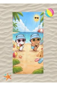 Erays Home Bubu Dudu New Patterned Digital Printed Girl's Beach Towel Cotton Beach Towel Sea Towel