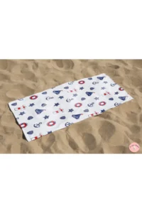 Erays Home Anchor Marine Patterned Digital Printed Children's Beach Towel Cotton Beach Towel Sea Towel - Image 2