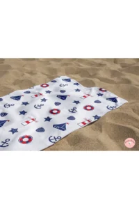 Erays Home Anchor Marine Patterned Digital Printed Children's Beach Towel Cotton Beach Towel Sea Towel - Image 3