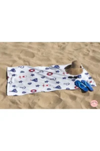 Erays Home Anchor Marine Patterned Digital Printed Children's Beach Towel Cotton Beach Towel Sea Towel - Image 4