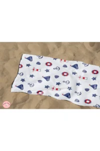 Erays Home Anchor Marine Patterned Digital Printed Children's Beach Towel Cotton Beach Towel Sea Towel - Image 5