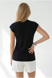 Olalook Women's Black Pleat Detailed Buttoned Viscose Content Knitwear Blouse - Image 6