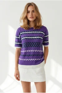 Olalook Women's Purple Flowy Cosmos Viscose Knitwear Blouse