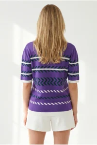 Olalook Women's Purple Flowy Cosmos Viscose Knitwear Blouse - Image 6