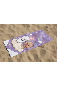 Erays Home Bubu Dudu Patterned Printed Beach Towel Cotton Girls' Beach Towel Sea Towel - Image 2