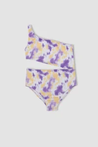 DeFacto Girls' Tek Omuzlu Patterned Swimsuit