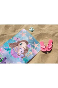 Erays Home Mermaid Mermaid Patterned Digital Printed New Girl's Beach Towel Cotton Beach Towel Sea Towel - Image 2