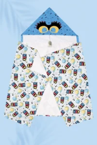 HAMUR Hooded Girl-Boy Children's Beach Towel Swimmer Sea Pool Baby Swimming Towel Velcro Hey Blue