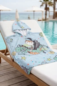 HAMUR Boy's Hooded Beach Towel Poncho Towel Swimmer Sea Pool Bathrobe Baby Bath Towel Dragon - Image 2