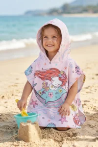 HAMUR Girl's Hooded Beach Towel Poncho Towel Swimmer Sea Pool Bathrobe Baby Bath Towel Mermaid - Image 4