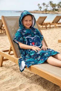 HAMUR Girl Child 7-10 Years Hooded Beach Towel Poncho Towel Young Sea Pool Towel Girl Power