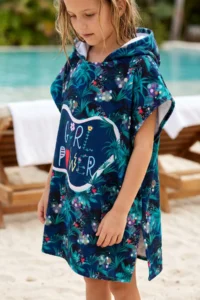 HAMUR Girl Child 7-10 Years Hooded Beach Towel Poncho Towel Young Sea Pool Towel Girl Power - Image 3