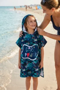 HAMUR Girl Child 7-10 Years Hooded Beach Towel Poncho Towel Young Sea Pool Towel Girl Power - Image 4
