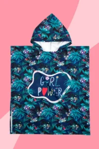 HAMUR Girl Child 7-10 Years Hooded Beach Towel Poncho Towel Young Sea Pool Towel Girl Power - Image 7