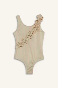 DeFacto Striped Ruffle Detailed Swimsuit Girls'