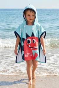 HAMUR Boy's Hooded Beach Towel Poncho Towel Swimmer Sea Pool Bathrobe Baby Bath Towel Dino