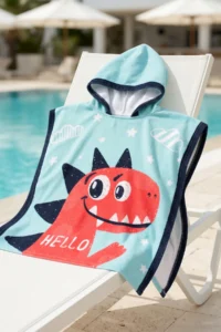 HAMUR Boy's Hooded Beach Towel Poncho Towel Swimmer Sea Pool Bathrobe Baby Bath Towel Dino - Image 2