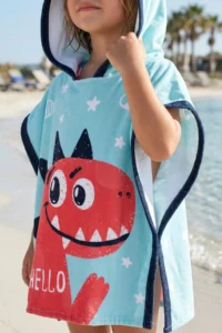 HAMUR Boy's Hooded Beach Towel Poncho Towel Swimmer Sea Pool Bathrobe Baby Bath Towel Dino - Image 3