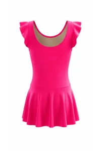 Endeep Girl's Ruffle Detailed Vivid Pink Skirt Dress Swimsuit