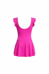 Endeep Girl's Ruffle Detailed Vivid Pink Skirt Dress Swimsuit - Image 2