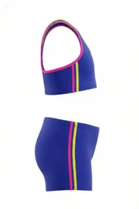 Endeep Girl's Navy Blue-Pink Bustier Shorts Swim Swimsuit Bikini Set - Image 3