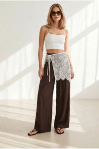 Olalook Women's White Asymmetrical Lace Mini Pareo Skirt - Image 4