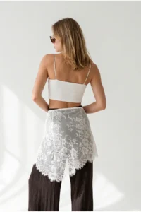 Olalook Women's White Asymmetrical Lace Mini Pareo Skirt - Image 5