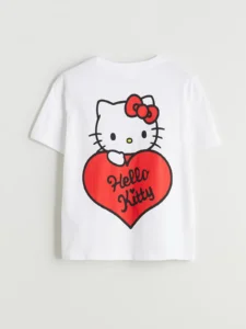 LCW Kids White Hello Kitty Printed Girls' T-Shirt - Image 7