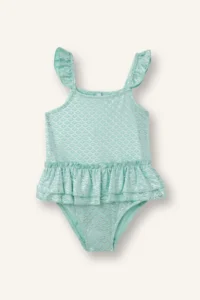 DeFacto Glittery Fish Scale Patterned Mint Green Swimsuit for Baby Girl