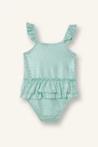 DeFacto Glittery Fish Scale Patterned Mint Green Swimsuit for Baby Girl - Image 3