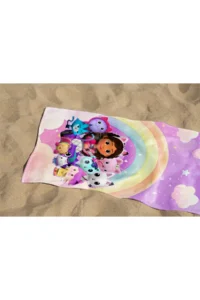 Erays Home Gabby House Patterned Digital Printed Girl's Beach Towel Cotton Beach Towel Sea Towel - Image 4