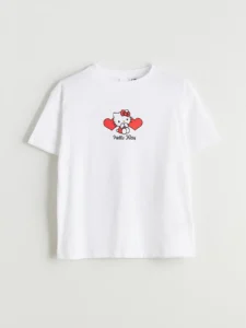 LCW Kids White Hello Kitty Printed Girls' T-Shirt - Image 5