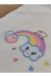Tomuycuk Rainbow Embroidered Baby Bath Towel Pareo 100% Cotton Hooded Poncho – Soft Water Absorbent Gift - Image 6
