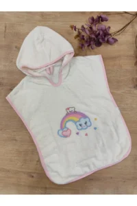 Tomuycuk Rainbow Embroidered Baby Bath Towel Pareo 100% Cotton Hooded Poncho – Soft Water Absorbent Gift - Image 7