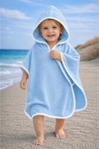 Tomuycuk Mavi Baby Boy Bathrobe / Pareo with Hood 100% Cotton - Soft & Water Absorbent Baby Towel - Image 3