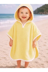 Tomuycuk Baby Girl / Boy Bathrobe Yellow 100% Cotton & Hooded Pareo - Soft & Water Absorbent Baby Towel - Image 2