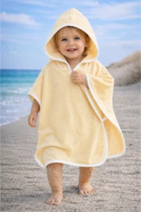 Tomuycuk Baby Girl / Boy Bathrobe Yellow 100% Cotton & Hooded Pareo - Soft & Water Absorbent Baby Towel - Image 3