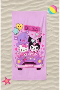 Erays Home Kuromi Colorful Patterned Digital Printed Girl's Beach Towel Cotton Beach Towel Sea Towel