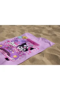 Erays Home Kuromi Colorful Patterned Digital Printed Girl's Beach Towel Cotton Beach Towel Sea Towel - Image 3