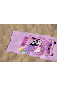 Erays Home Kuromi Colorful Patterned Digital Printed Girl's Beach Towel Cotton Beach Towel Sea Towel - Image 5