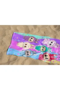 Erays Home Labubu Patterned Printed Beach Towel Cotton Children's Beach Towel Sea Towel - Image 2
