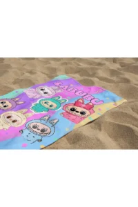 Erays Home Labubu Patterned Printed Beach Towel Cotton Children's Beach Towel Sea Towel - Image 3