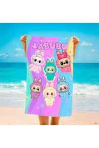 Erays Home Labubu Patterned Printed Beach Towel Cotton Children's Beach Towel Sea Towel - Image 4