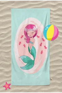 Erays Home Mermaid Girl's Pattern Printed Beach Towel Girl's Beach Bath Towel