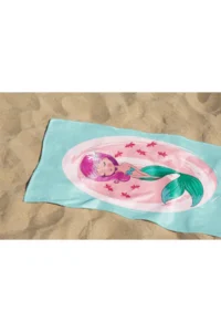 Erays Home Mermaid Girl's Pattern Printed Beach Towel Girl's Beach Bath Towel - Image 2
