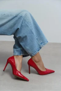 Nisantasi Shoes Lunara Red RUSTIC Patterned Pointed toe Women Stiletto - Image 8