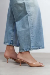Nisantasi Shoes PROMISE Nude RUSTIC Patterned Pointed toe Women Thin Heels Slippers - Image 9